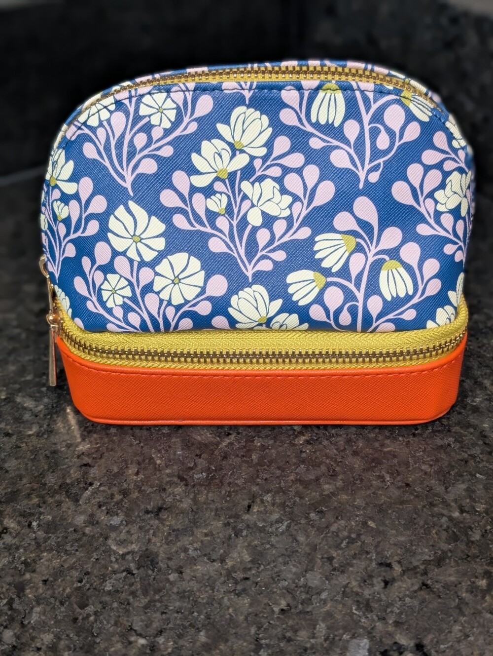Floral Purple And Orange Jewelry Travel Case